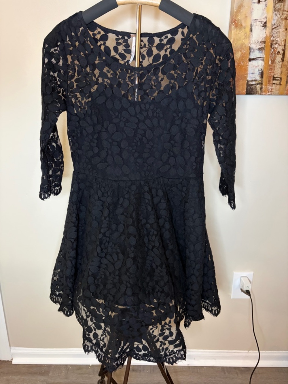 Free People Black Lace Fit-and-Flare Dress